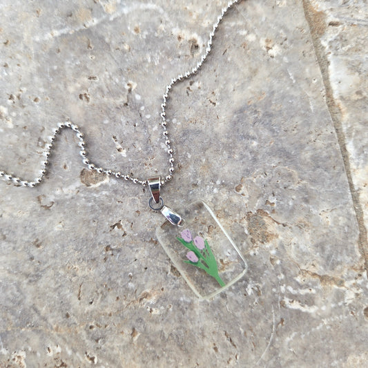 Recycled Milk Bottle Glass Necklace | Tulip Bouquet