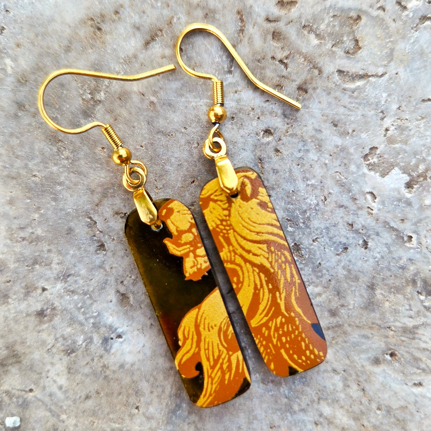 Lion Glass Earrings | Reclaimed Wine Bottles