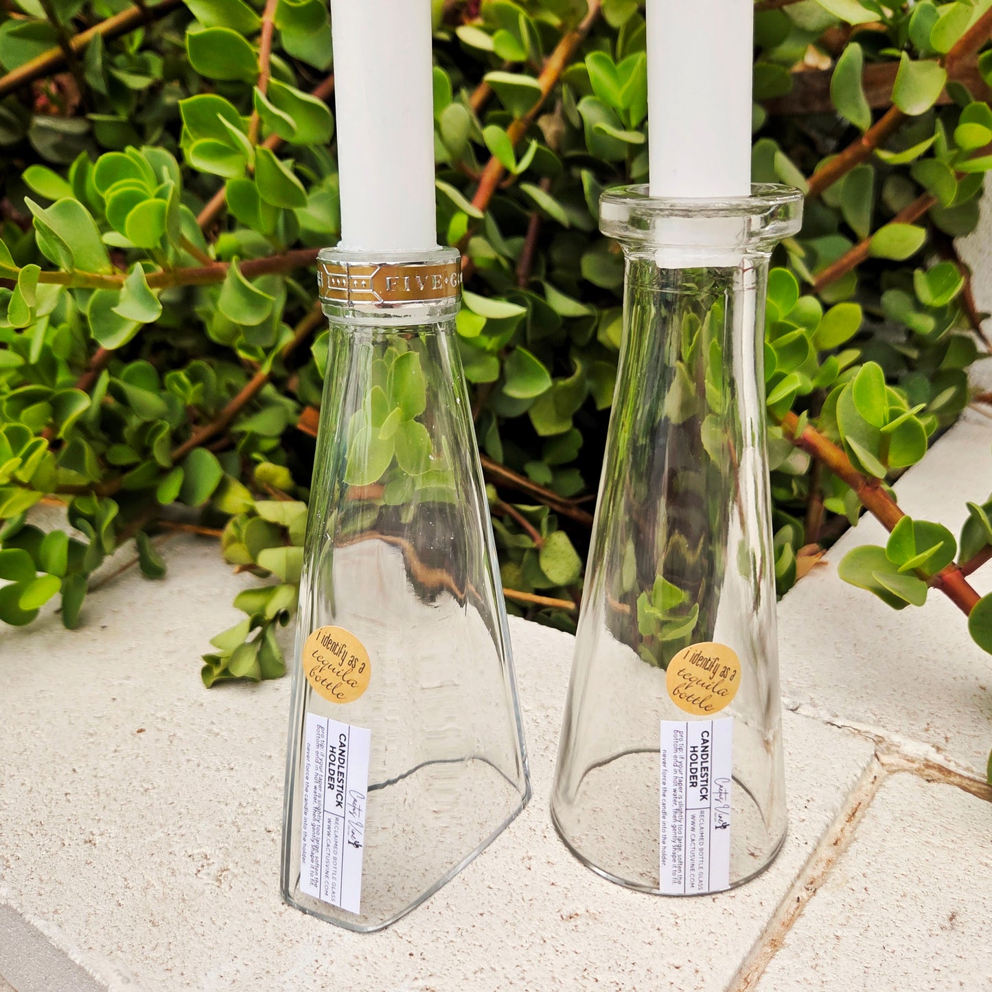 Glass Candlestick Holder | Share Truth | Tequila Bottle