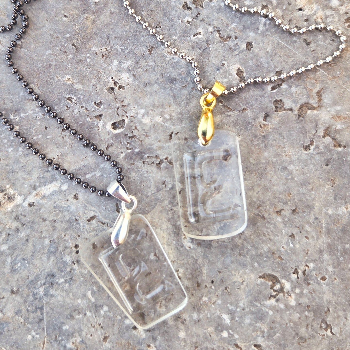 Letter E Necklace | Recycled Whiskey Bottle Glass Pendant