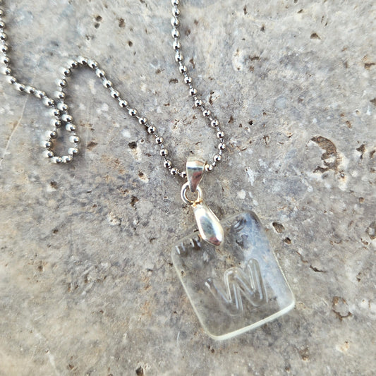 Letter W Necklace | Upcycled Whiskey Bottle Glass