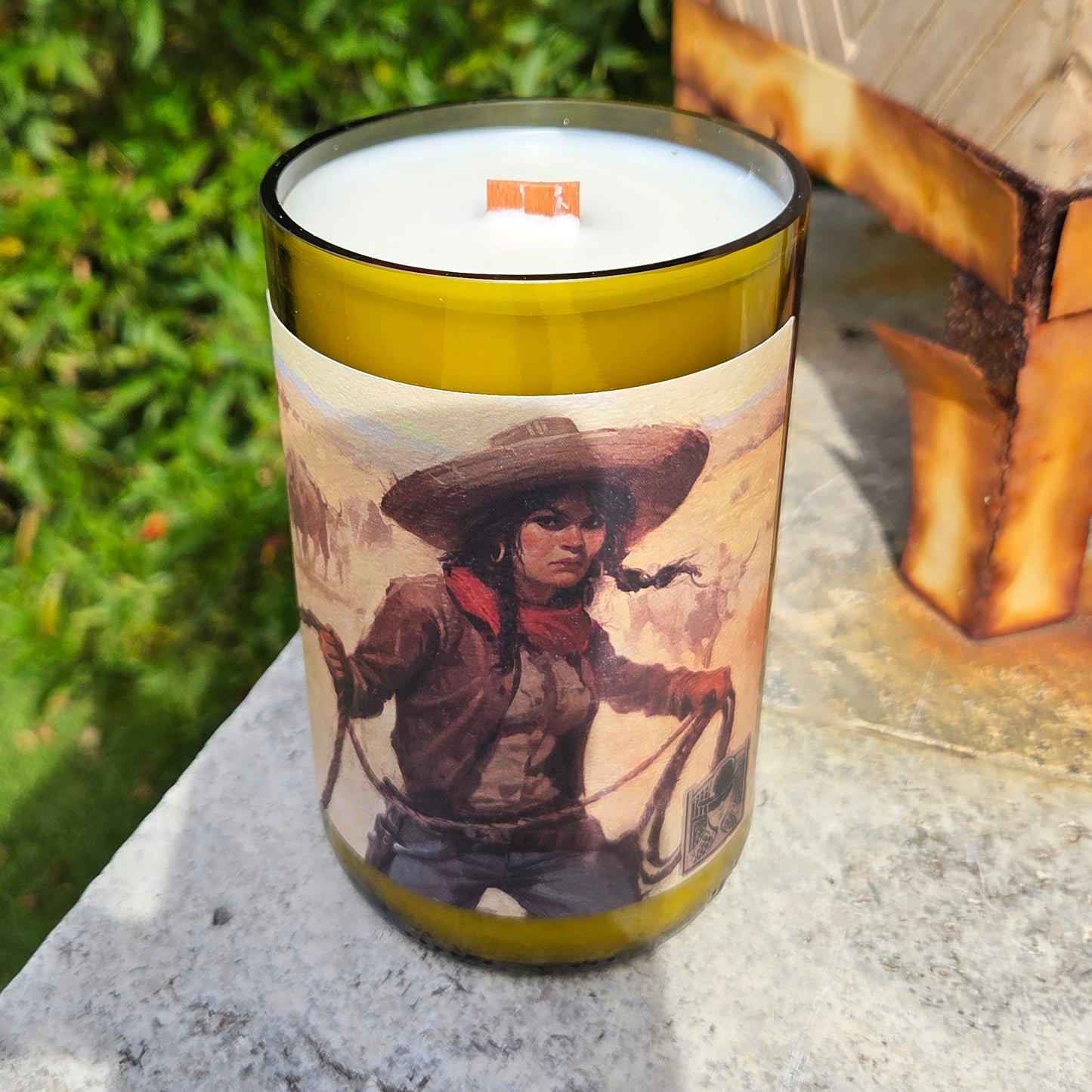 Cowgirl Wine Bottle Candle | Coconut Soy Wax | Full Bodied or Custom Scent