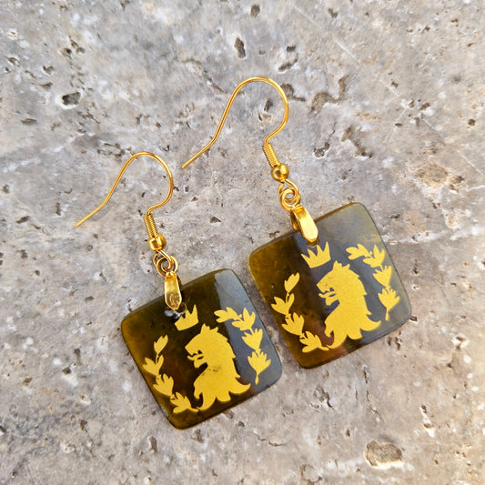 Lion Glass Earrings | Reclaimed Wine Bottle Jewelry