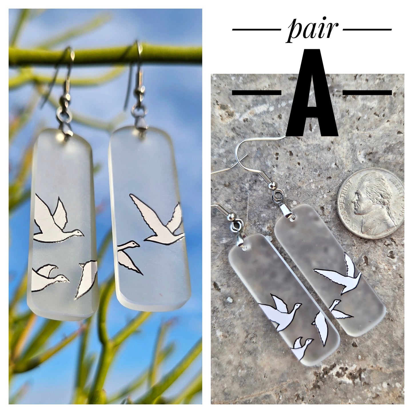 Goose Glass Earrings | Reclaimed Vodka Bottles