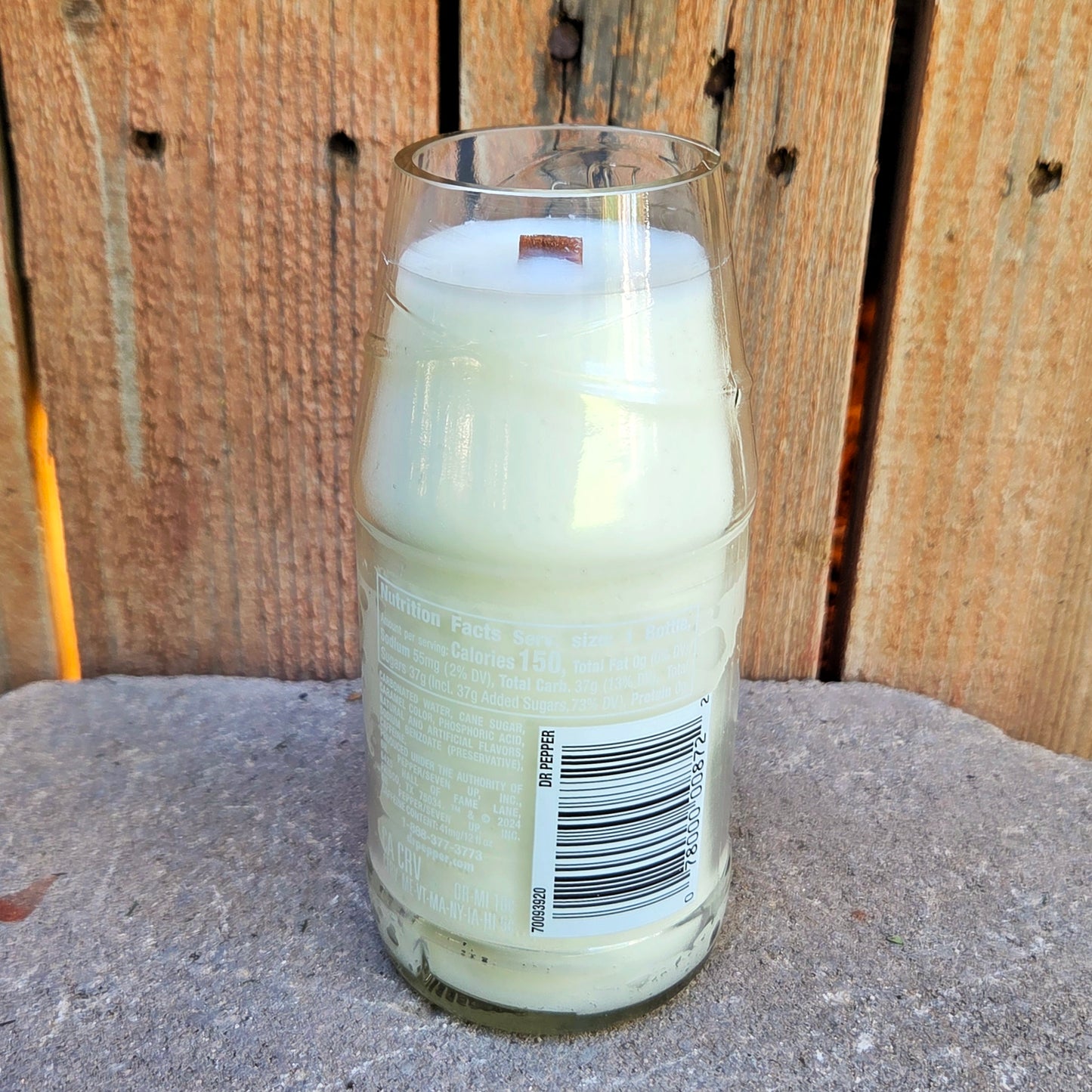 Upcycled Soda Bottle Candle | Recycled Dr Pepper Bottle | Lush Finish or Custom Scent