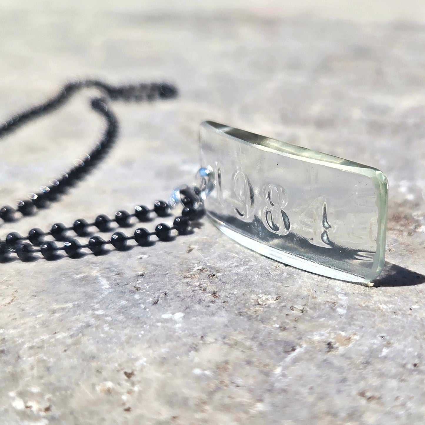 1984 Glass Necklace | Reclaimed Wine Bottle Jewelry | Choose Your Chain
