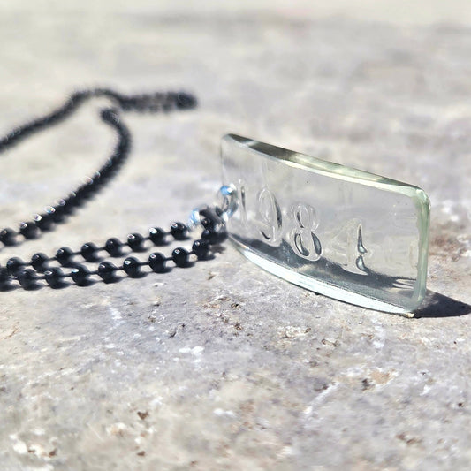 1984 Glass Necklace | Reclaimed Wine Bottle Jewelry | Choose Your Chain