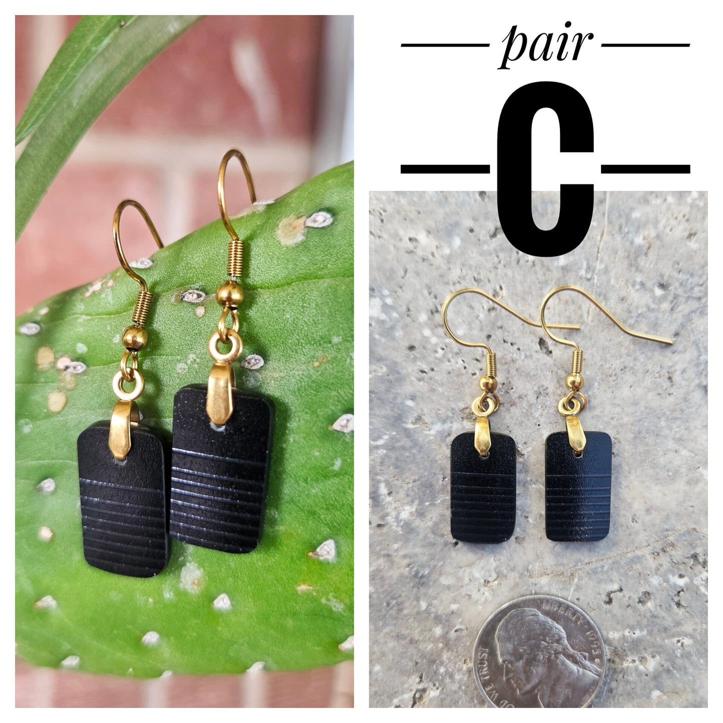 Black Geometric Glass Earrings | Reclaimed Wine Bottle Jewelry