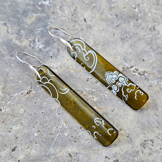 Cloud Wine Bottle Earrings | Sterling Silver Findings