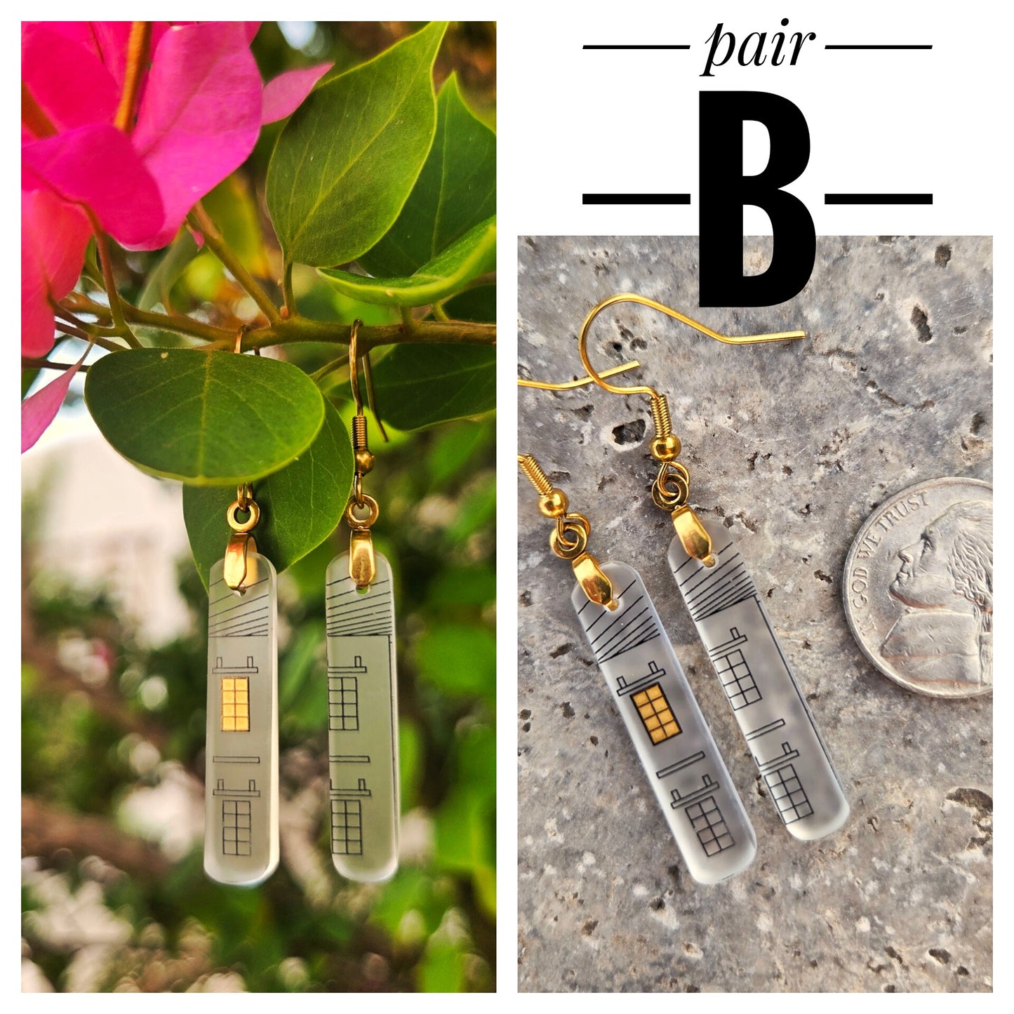 Vodka Bottle House Glass Earrings | Reclaimed Glass Jewelry