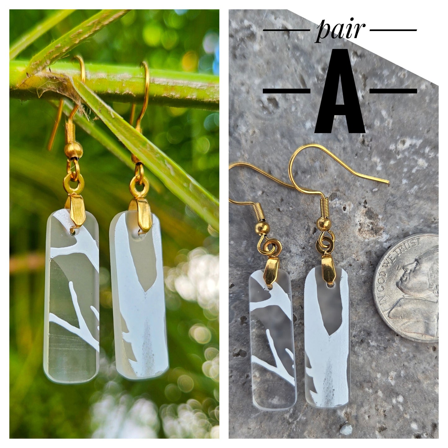 Small Vodka Bottle Tree Glass Earrings | Reclaimed Glass Earrings