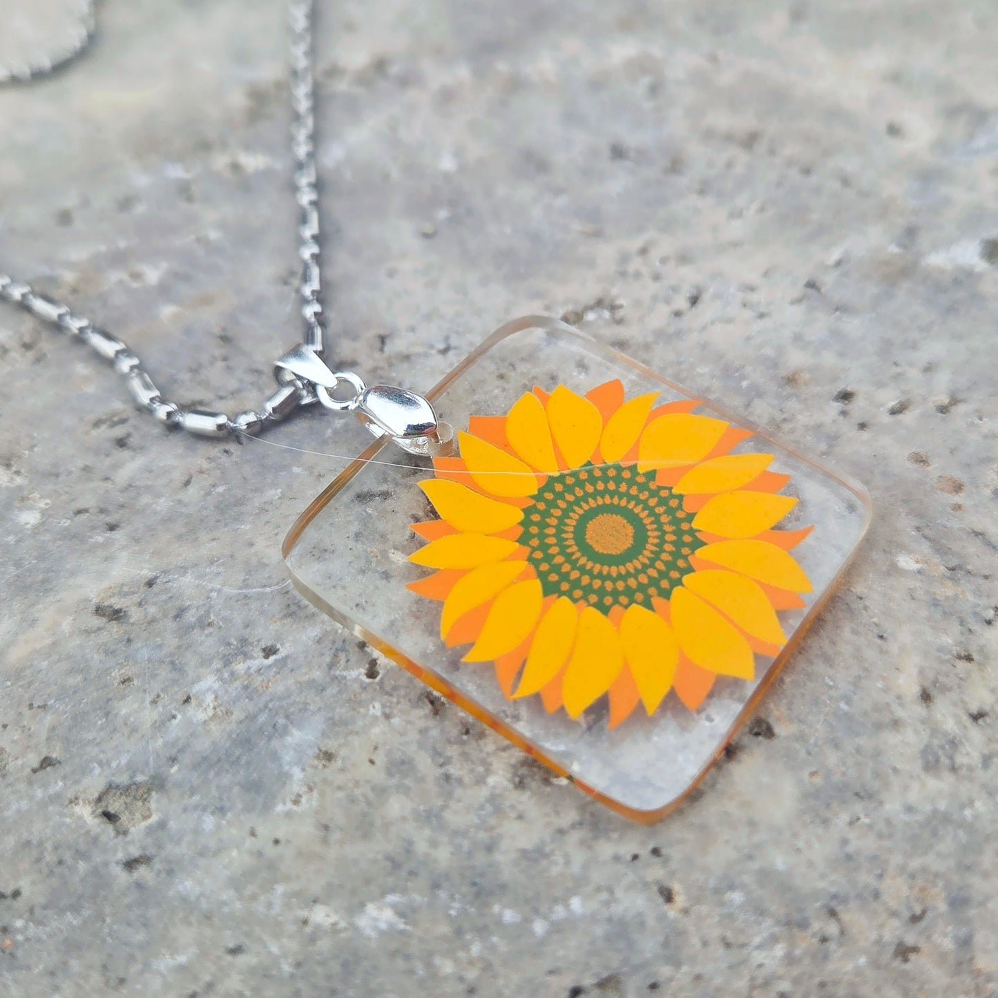 Sunflower Glass Necklace | Reclaimed Milk Bottle Jewelry