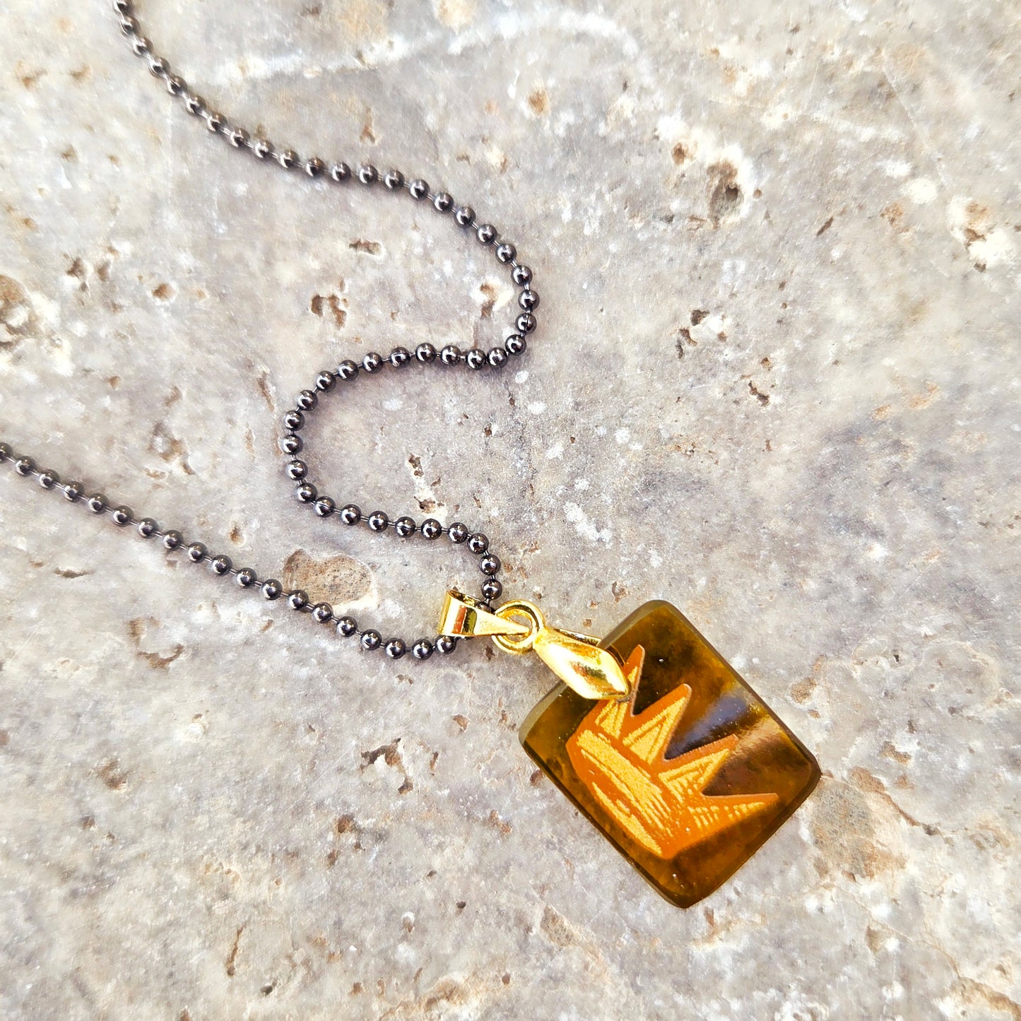 Glass Crown Necklace | Recycled Wine Bottle Pendant