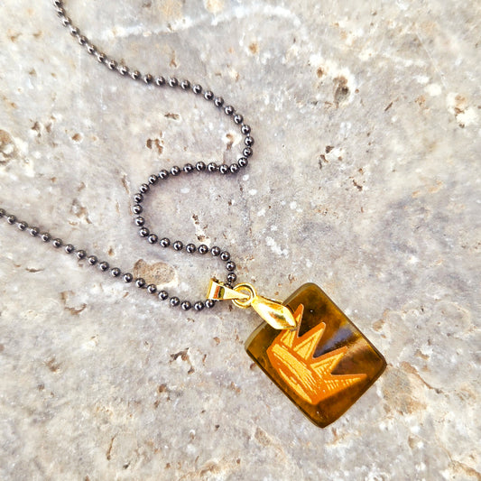 Glass Crown Necklace | Recycled Wine Bottle Pendant