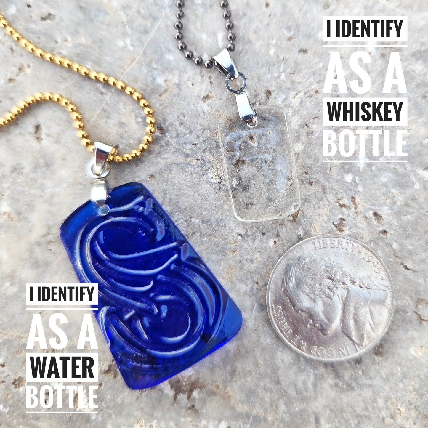 Letter S Necklace | Recycled Bottle Glass Initial Pendant