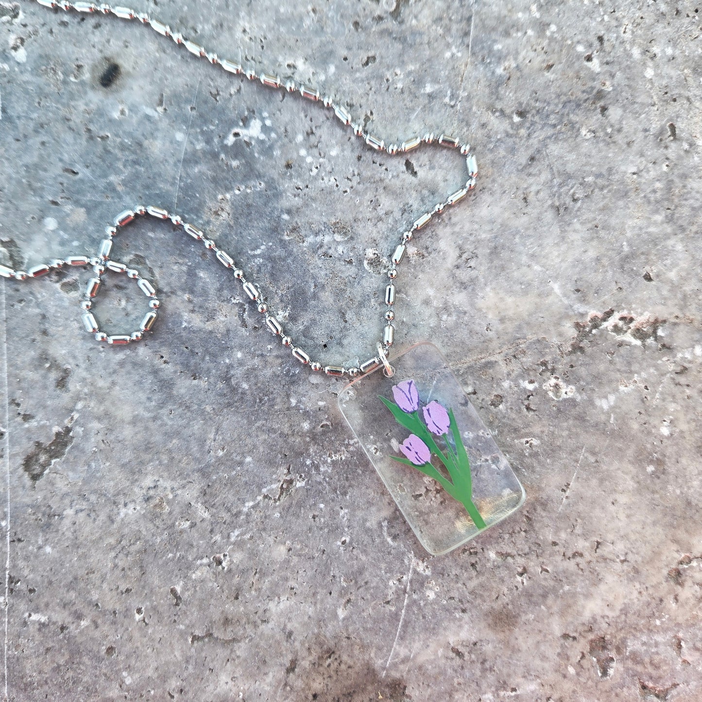 Tulip Glass Necklace | Reclaimed Milk Bottle Jewelry | Choose Your Chain