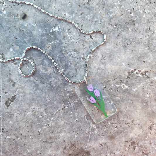 Tulip Glass Necklace | Reclaimed Milk Bottle Jewelry | Choose Your Chain