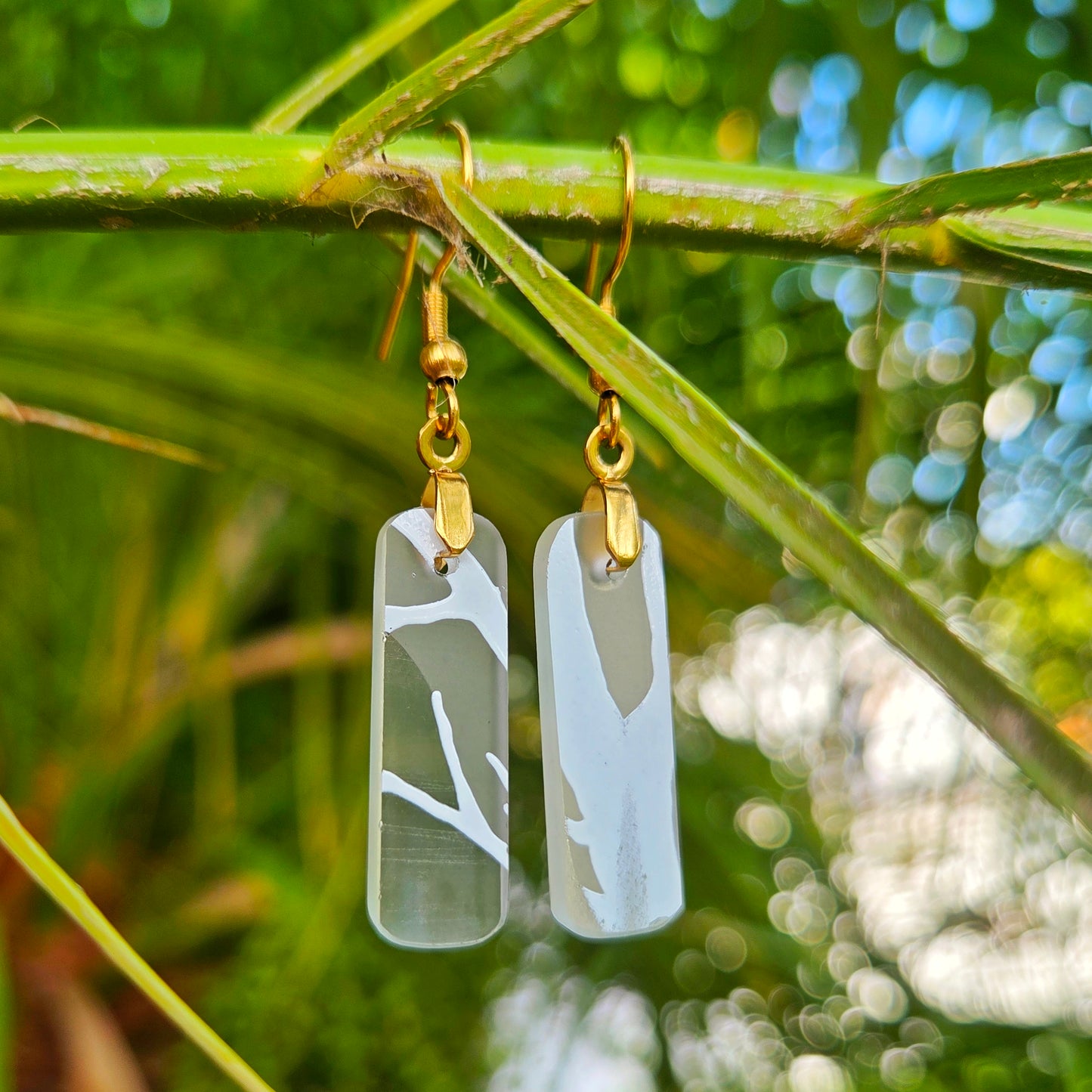 Small Vodka Bottle Tree Glass Earrings | Reclaimed Glass Earrings