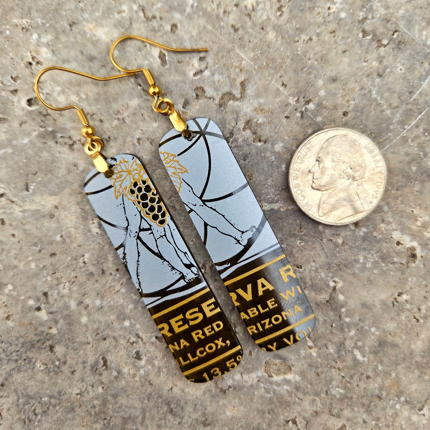 AZ Wine Bottle Glass Earrings | Reclaimed Glass Earrings