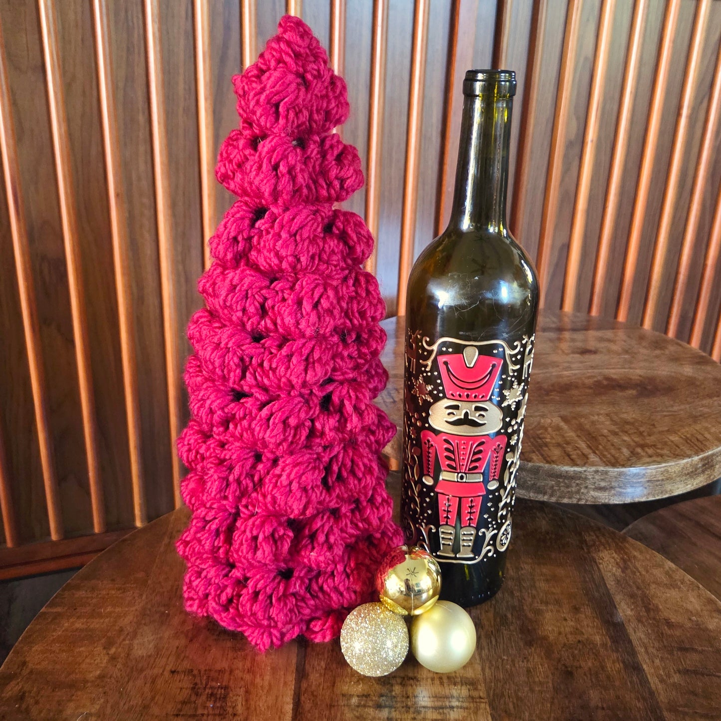 Christmas Tree Bottle Cover | Hand Crocheted | Festive & Reusable