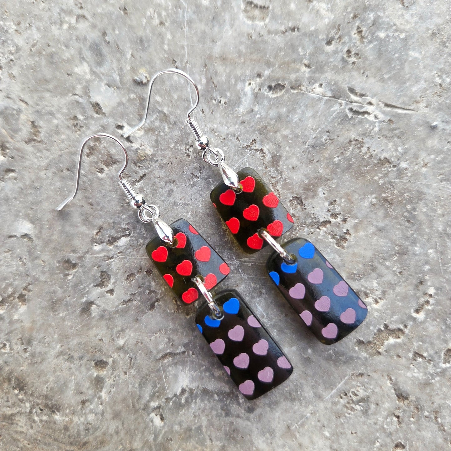 Heart Wine Bottle Earrings | Reclaimed Glass