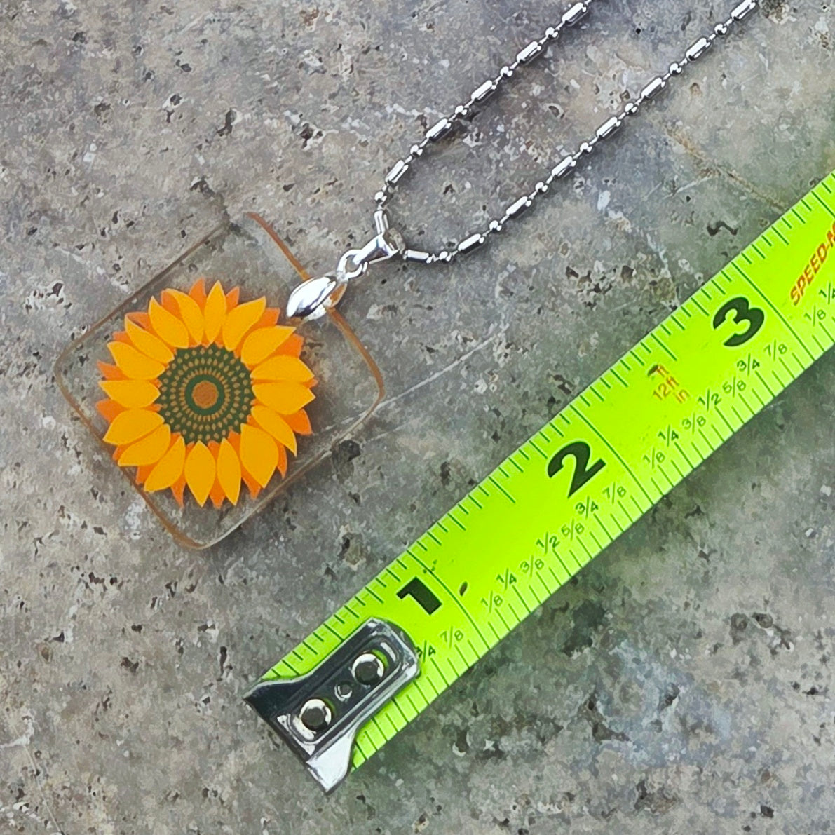 Sunflower Glass Necklace | Reclaimed Milk Bottle Jewelry