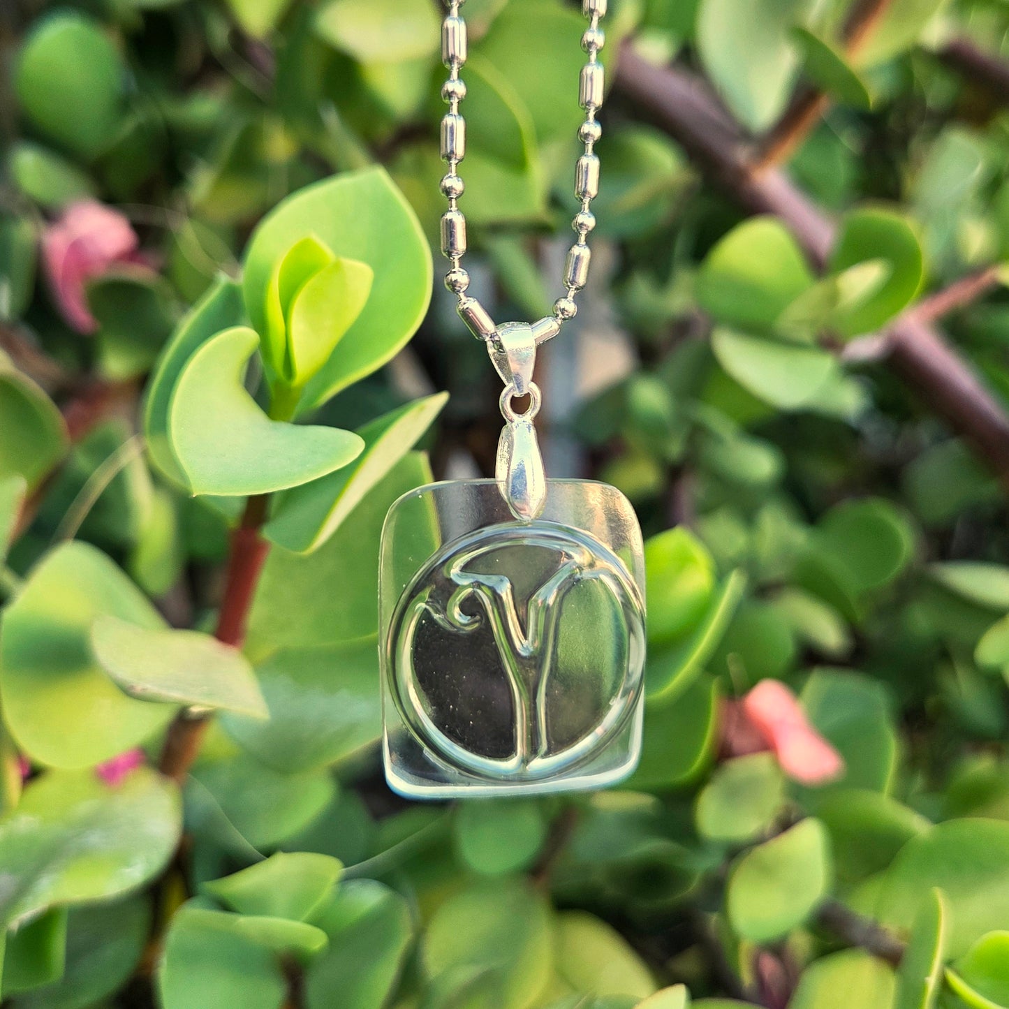 Aires/Y Initial Necklace | Reclaimed Glass Bottle Jewelry
