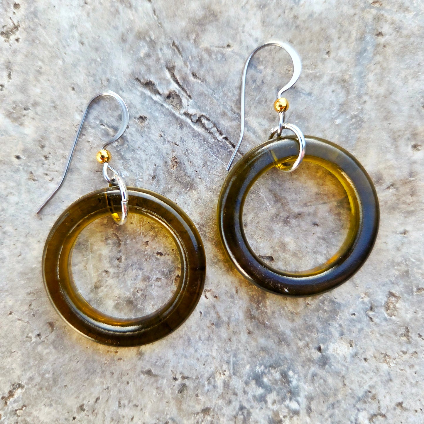 Hoop Wine Bottle Earrings | Reclaimed Glass