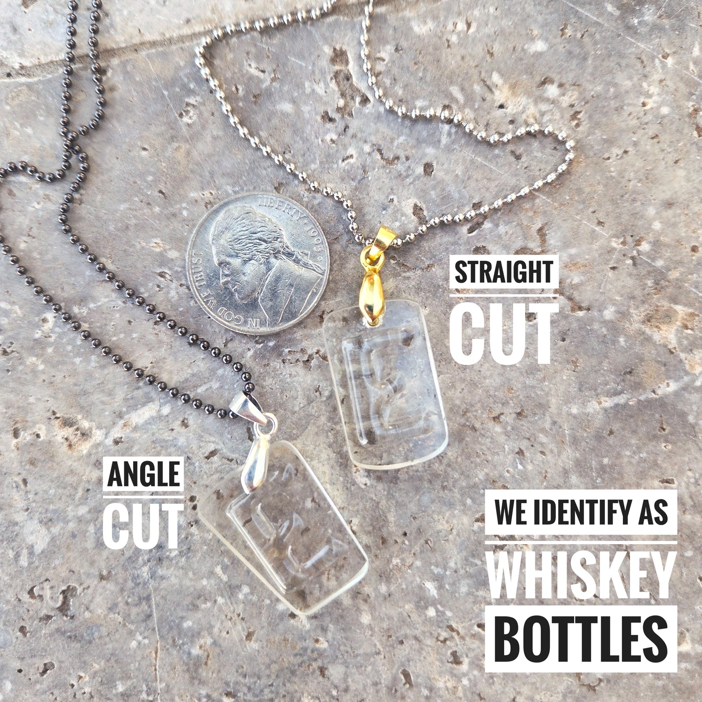 Letter E Necklace | Recycled Whiskey Bottle Glass Pendant