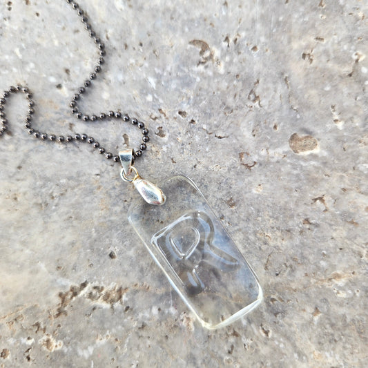 Letter R Necklace | Upcycled Bourbon Bottle Glass Pendant