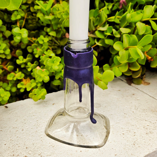 Glass Candlestick Holder | Maker's Whiskey Bottle