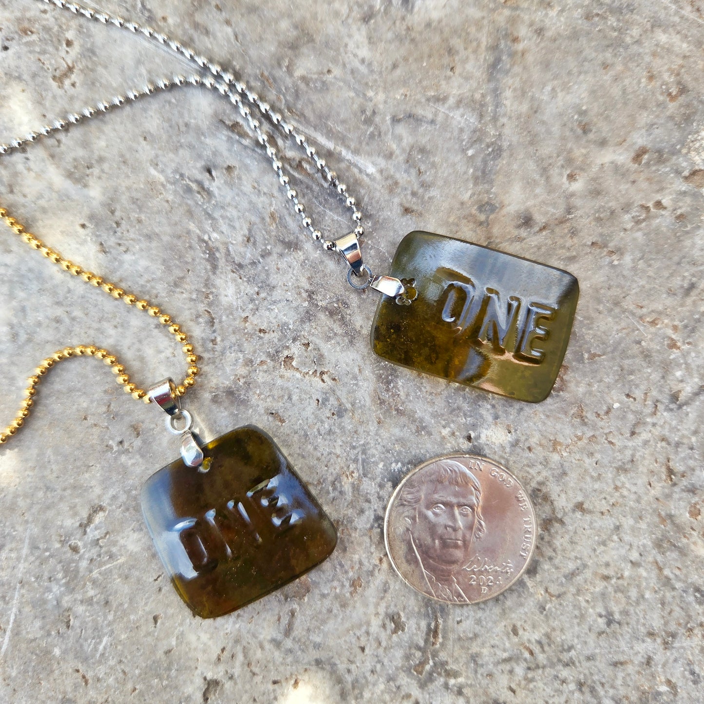 ONE Necklace | Recycled Wine Bottle Glass Pendant