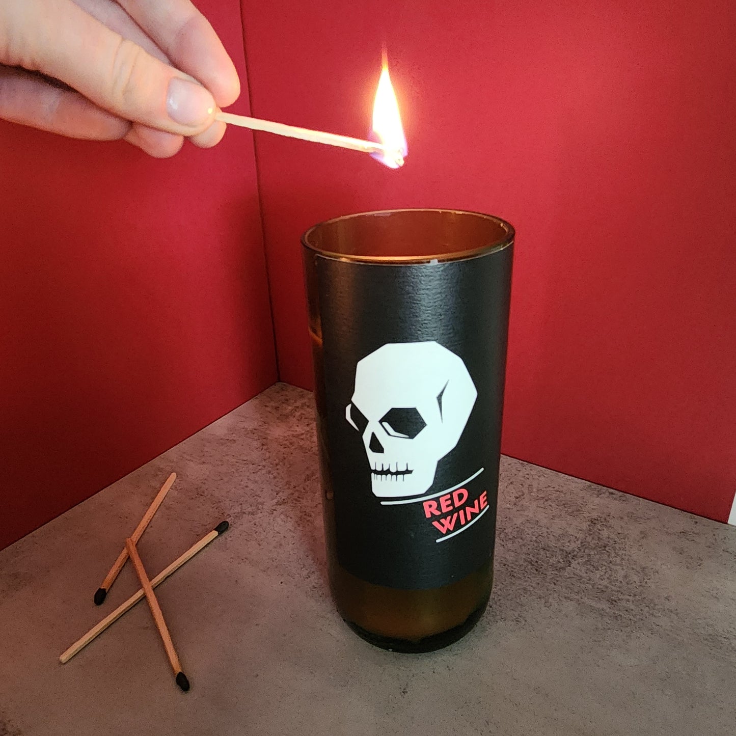 "House Red" Scented Candle in Skull Wine Bottle