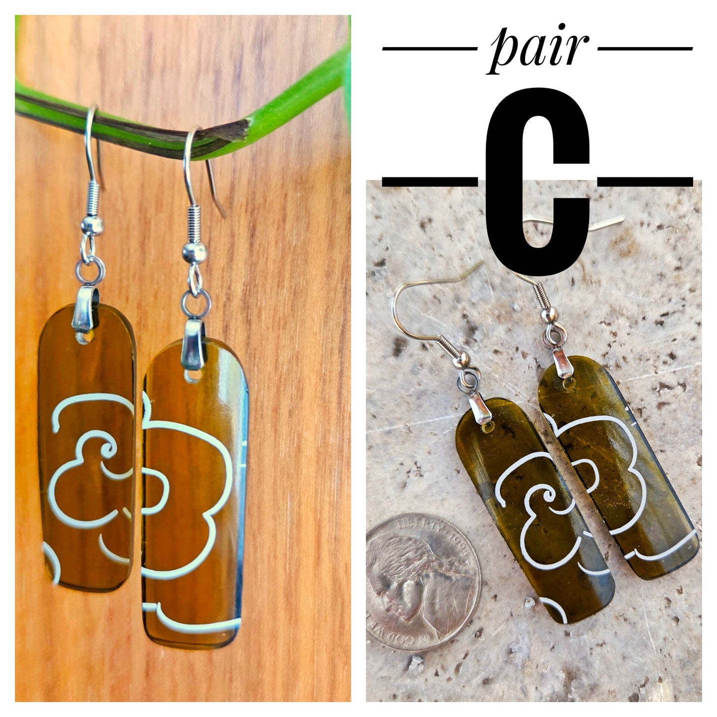 Cloud Wine Bottle Earrings | Reclaimed Glass Jewelry