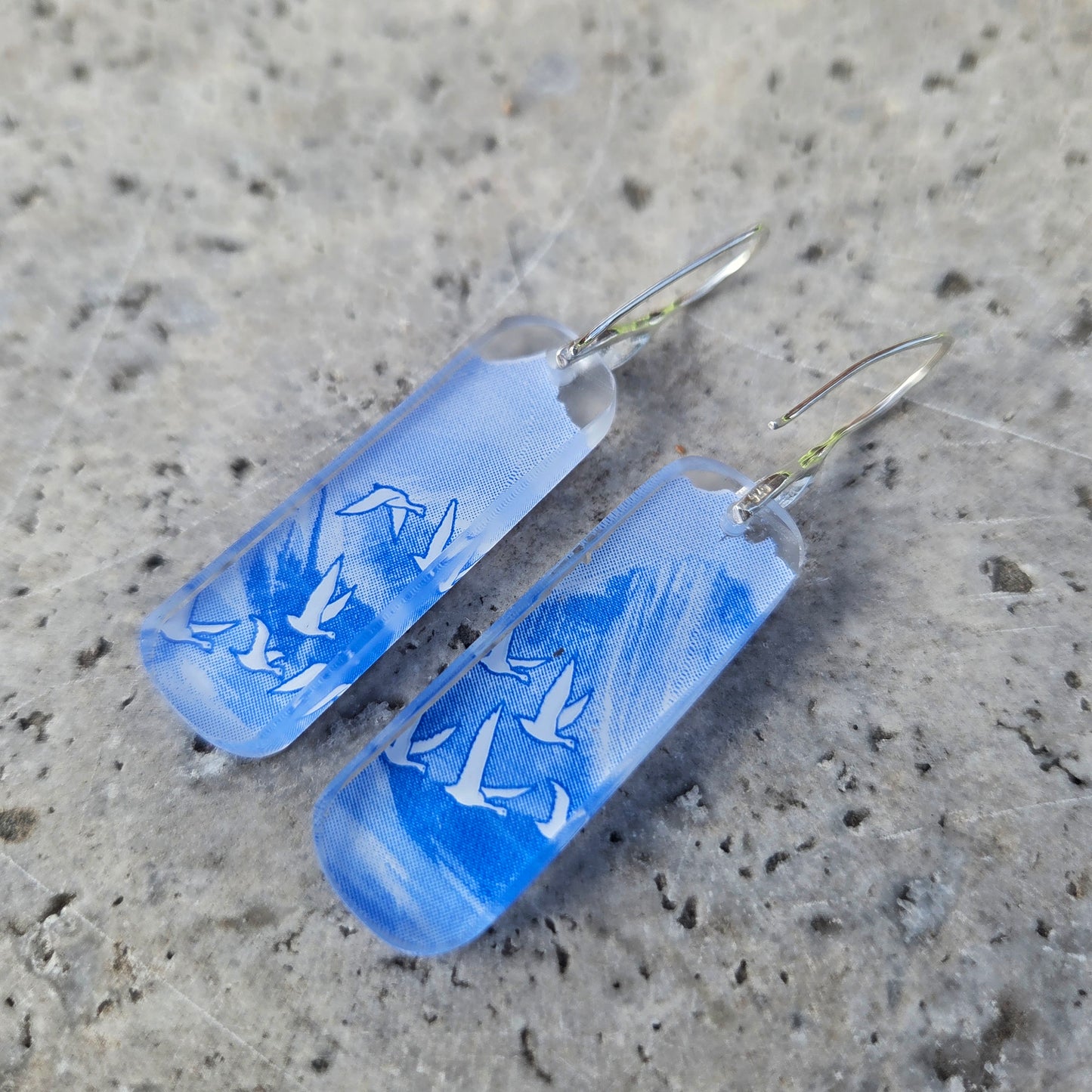 Goose Vodka Bottle Glass Earrings | Reclaimed Glass | Sterling Silver