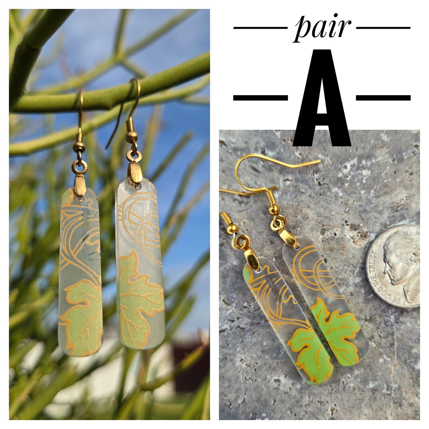 Grape Vine Glass Earrings | Reclaimed Wine Bottle Jewelry