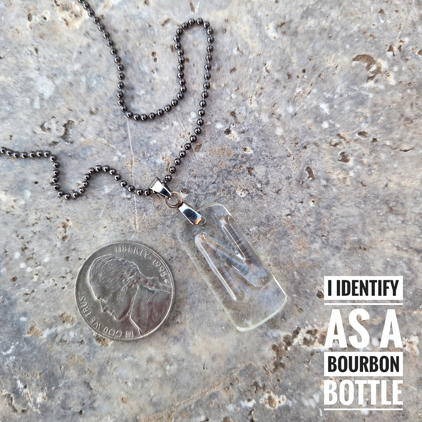 Letter N Necklace | Recycled Bourbon Bottle Glass Jewelry