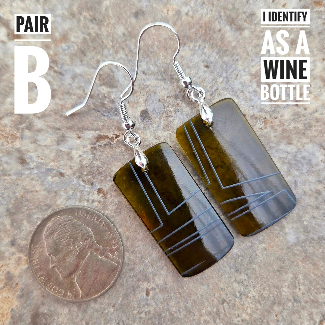Geometric Glass Earrings | Reclaimed Wine Bottle Jewelry