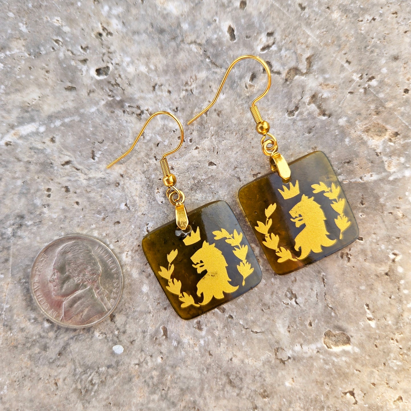 Lion Glass Earrings | Reclaimed Wine Bottle Jewelry