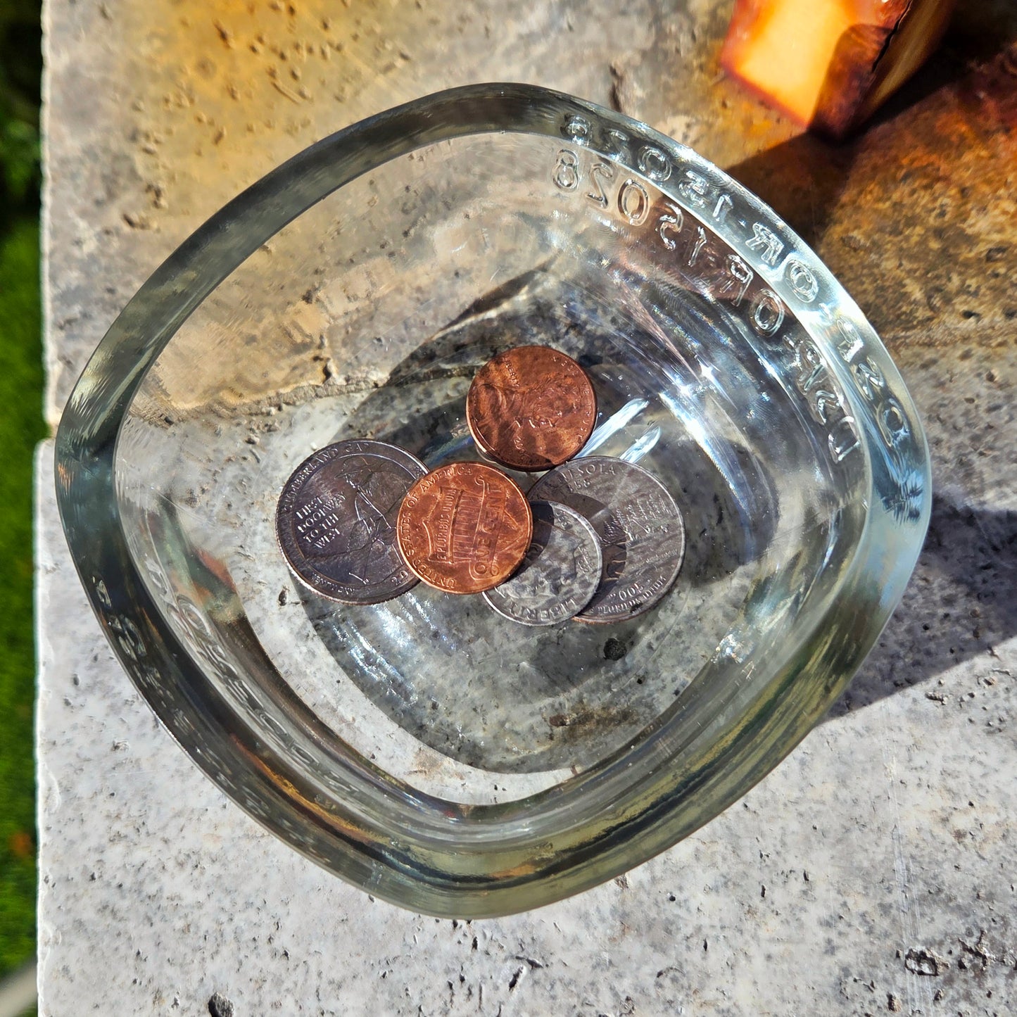 Whiskey Bottle Glass Trinket Tray | Recycled Bottle Catchall Dish