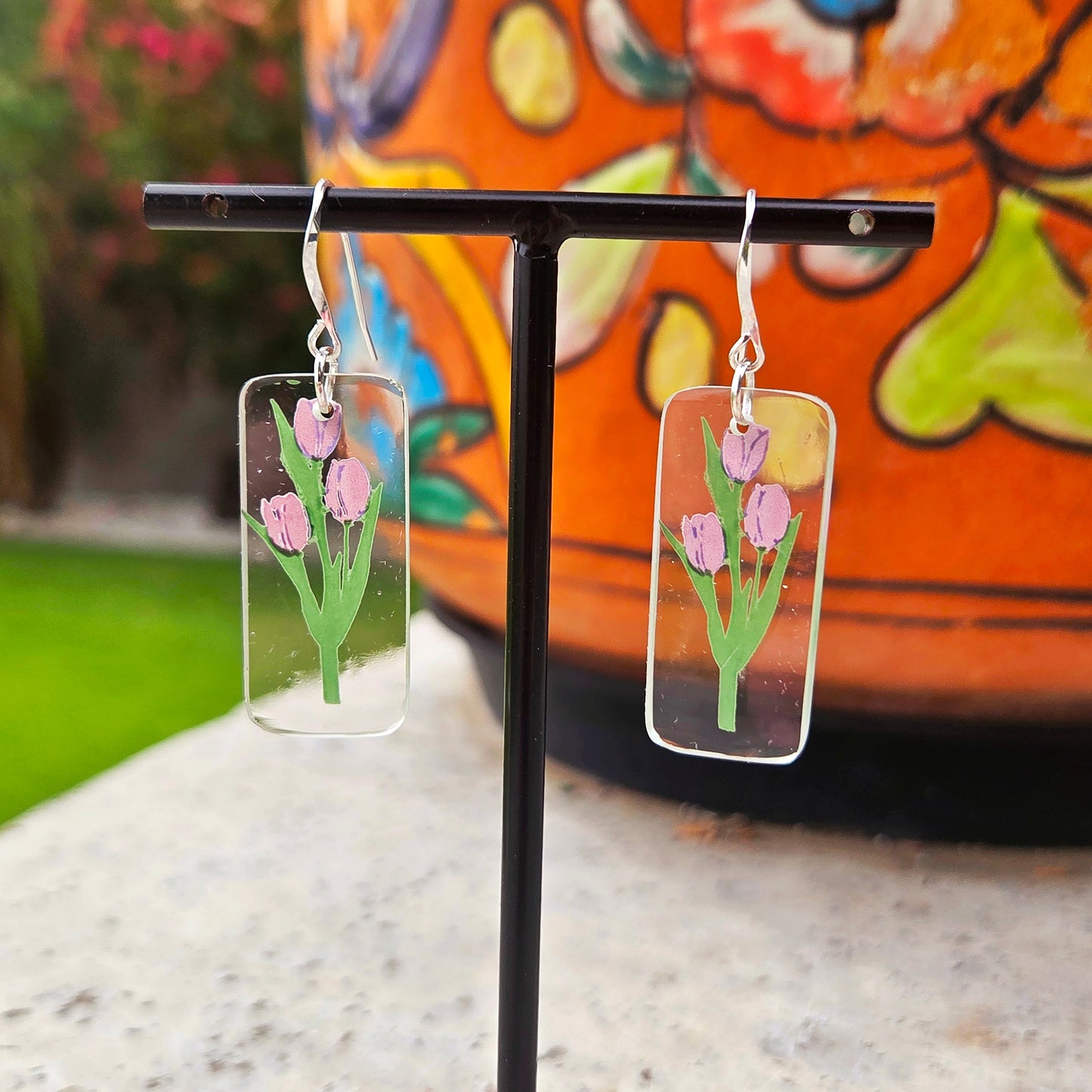 Tulip Earrings | Reclaimed Glass | Sterling Silver