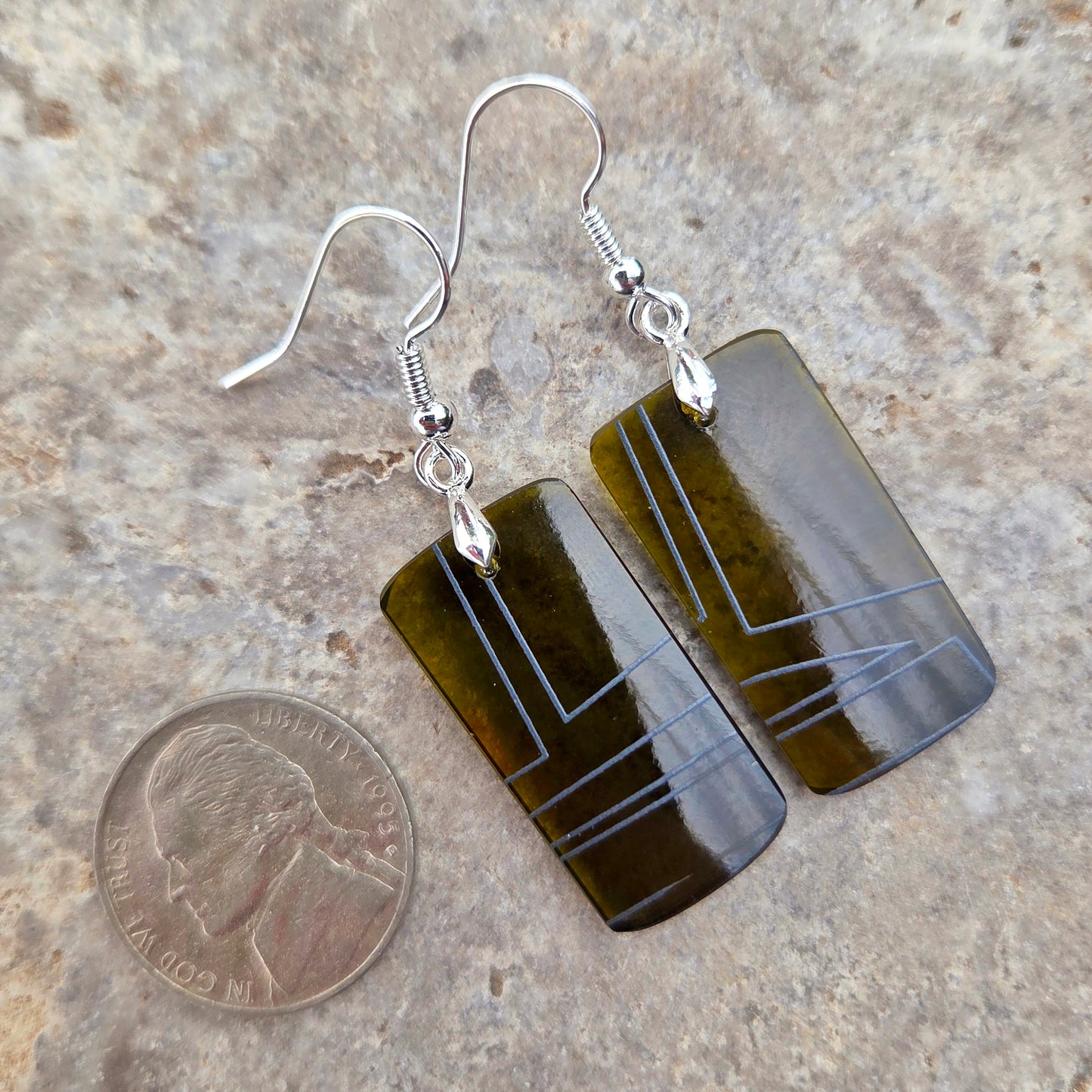 Geometric Glass Earrings | Reclaimed Wine Bottle Jewelry