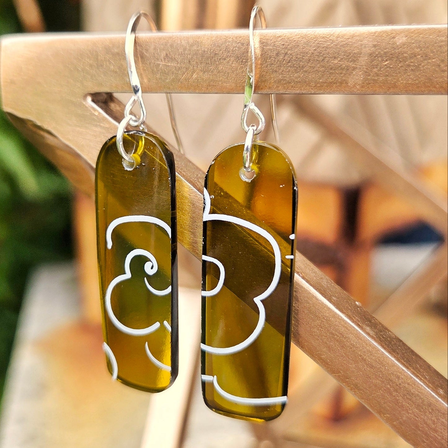 Small Cloud Wine Bottle Earrings | Sterling Silver Findings