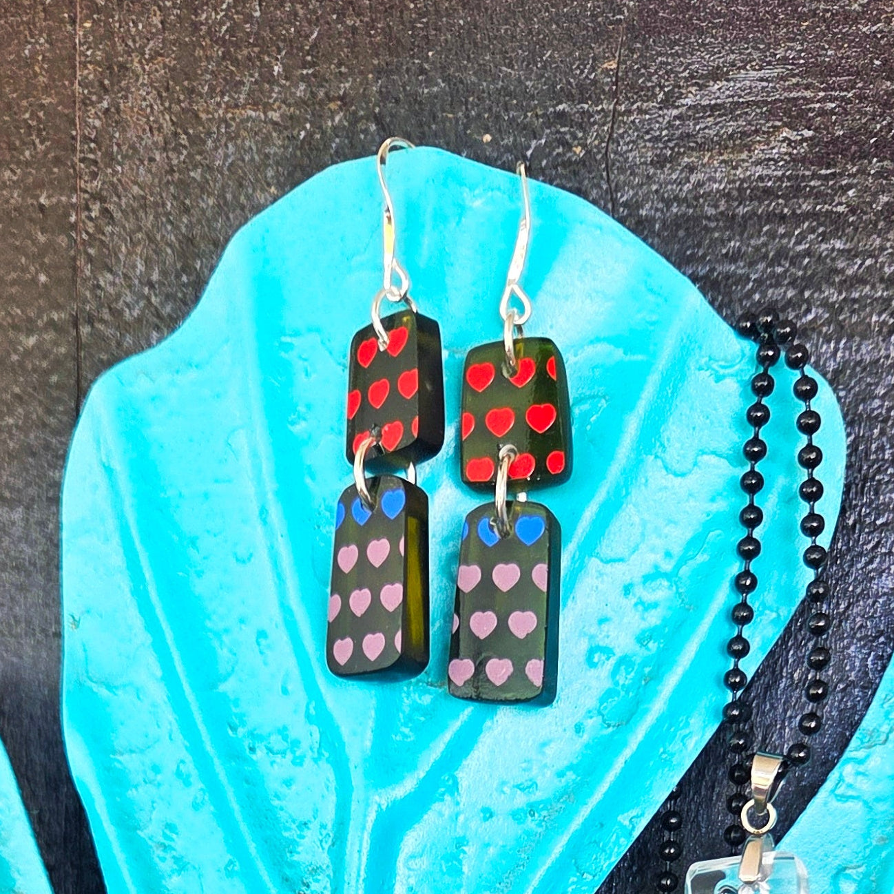 Heart Wine Bottle Earrings | Reclaimed Glass