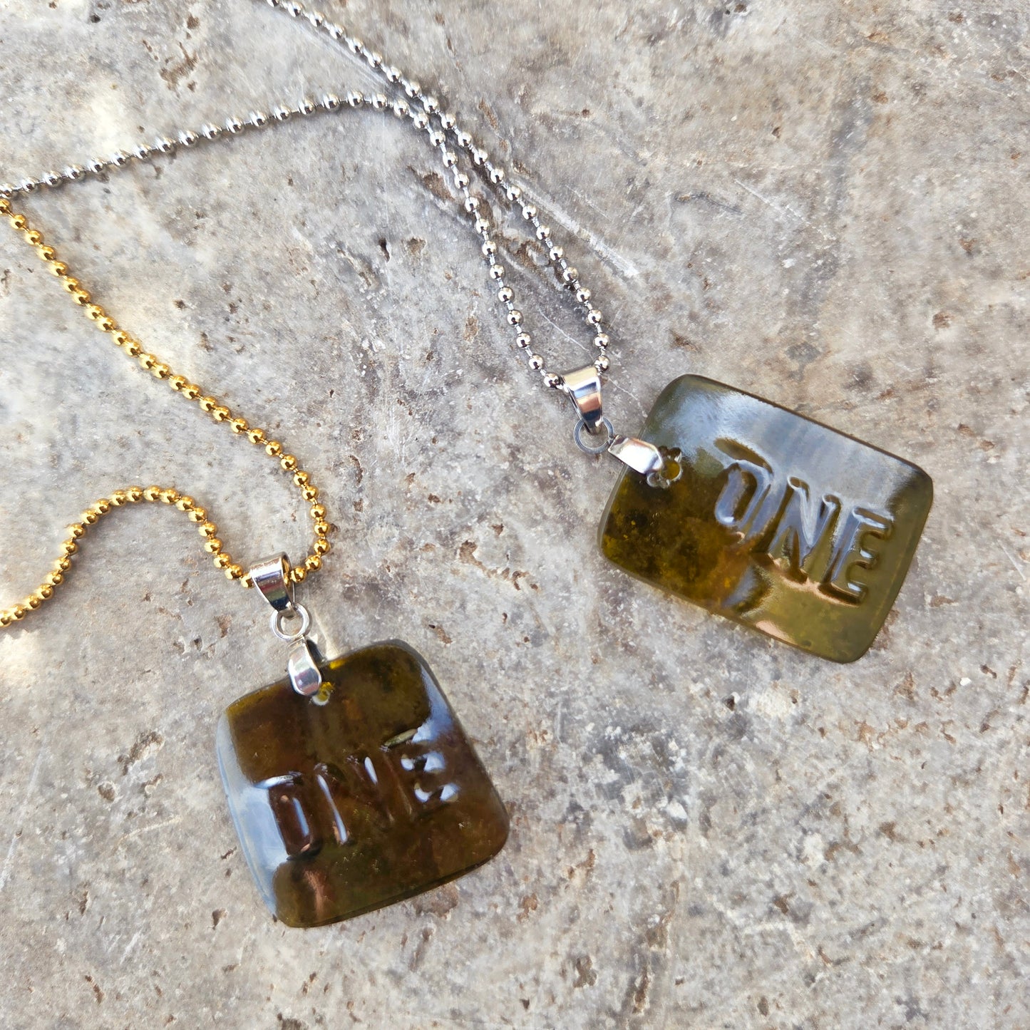 ONE Necklace | Recycled Wine Bottle Glass Pendant
