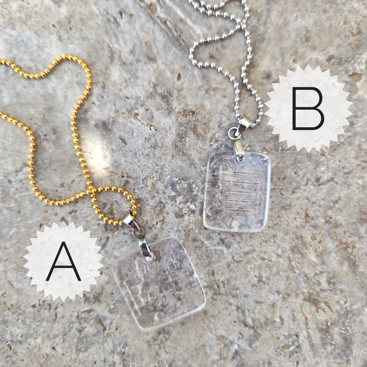 Recycled Vodka Bottle Glass Necklace | Clear Music Notes