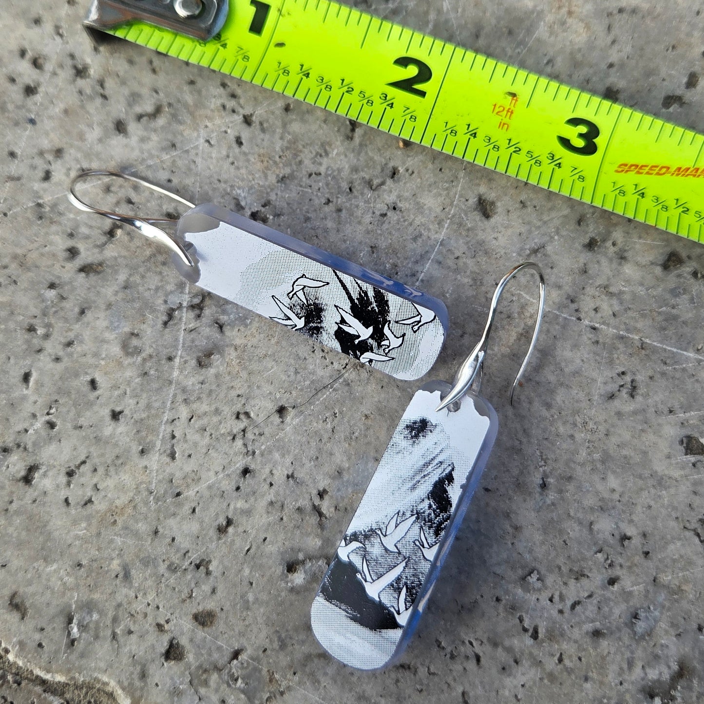 Goose Vodka Bottle Glass Earrings | Reclaimed Glass | Sterling Silver