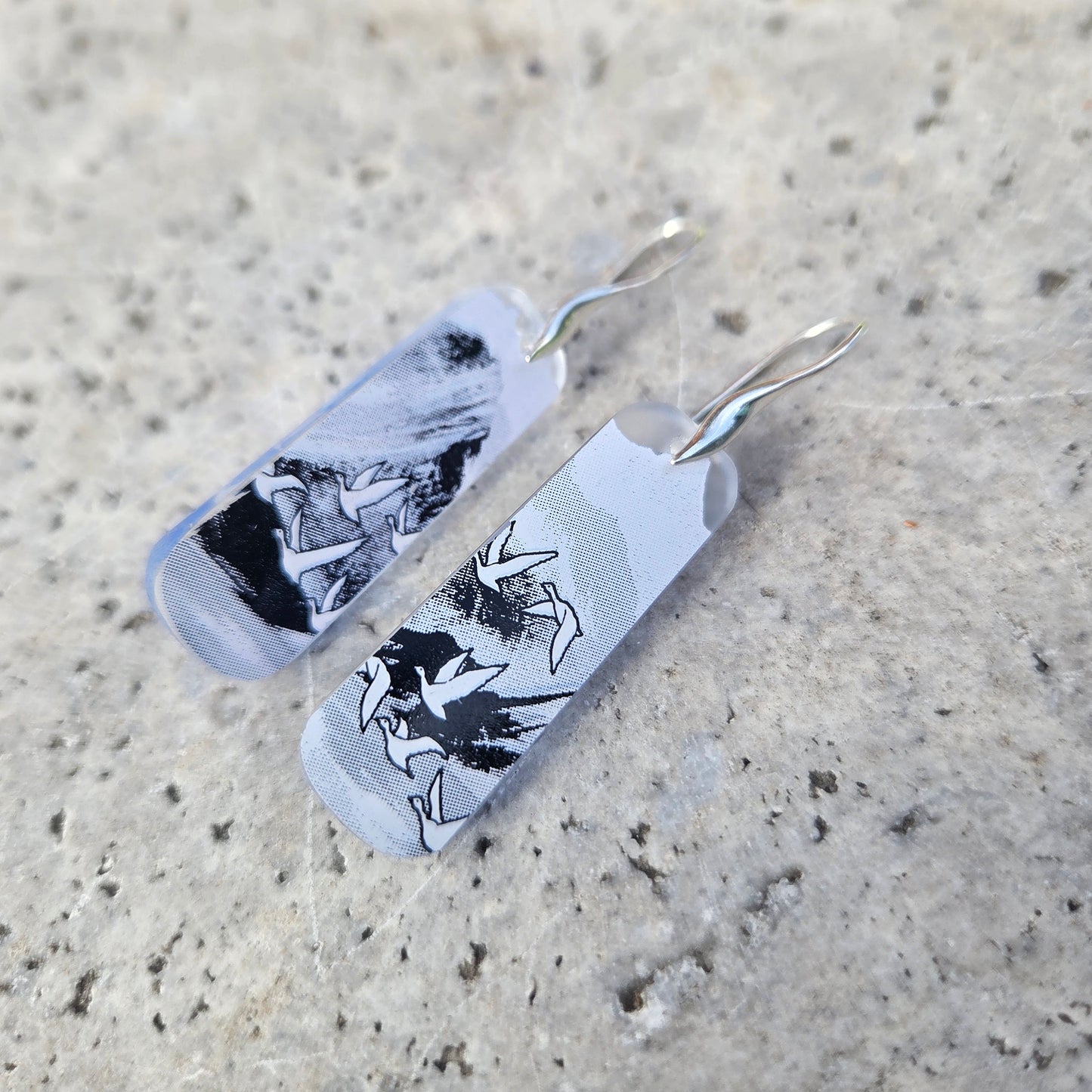 Goose Vodka Bottle Glass Earrings | Reclaimed Glass | Sterling Silver