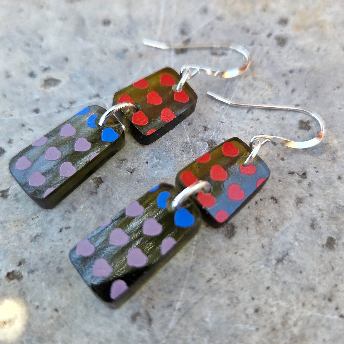 Heart Wine Bottle Earrings | Reclaimed Glass