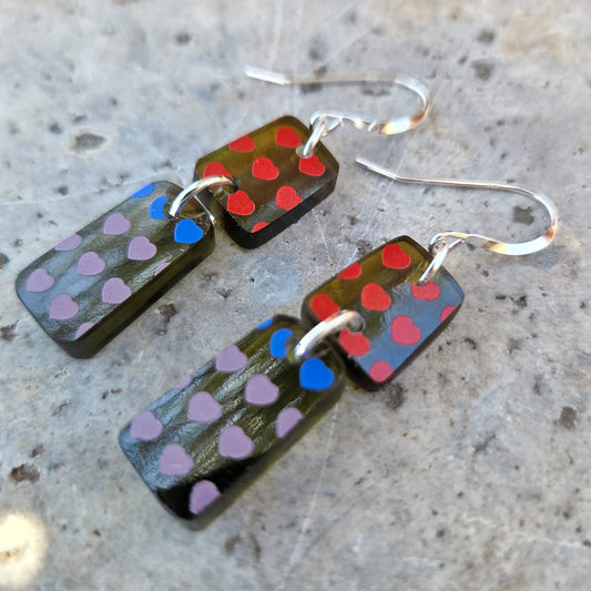Heart Wine Bottle Earrings | Reclaimed Glass